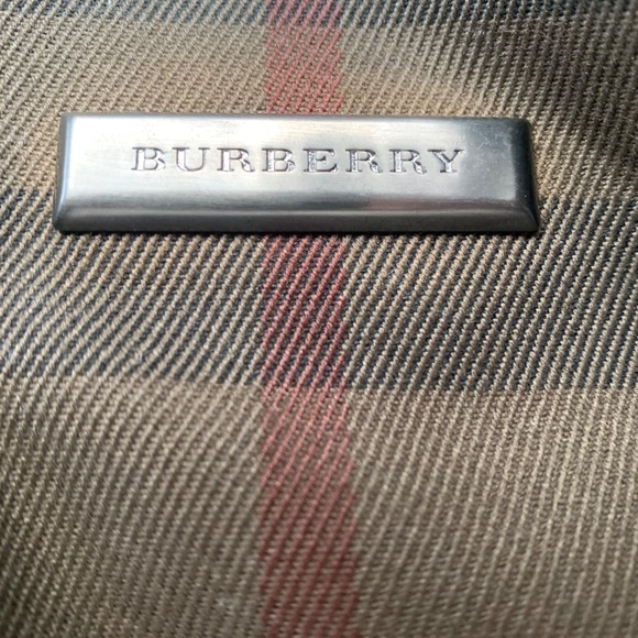 Burberry Dark Brown Plaid with Black Leather Trim Tote + Shoulder Strap - Picture 6 of 7